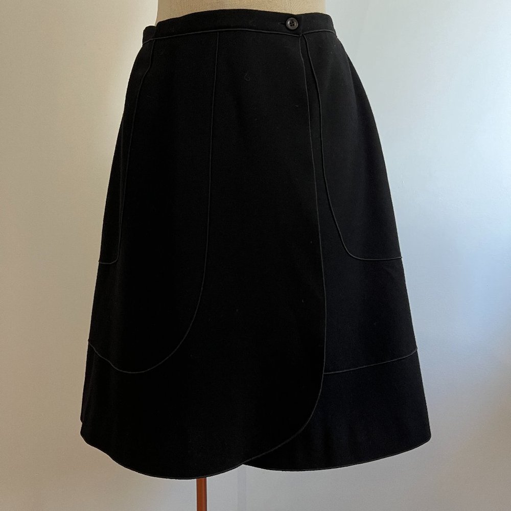 Hervé Bernard - Black Wool Wrap Midi Skirt